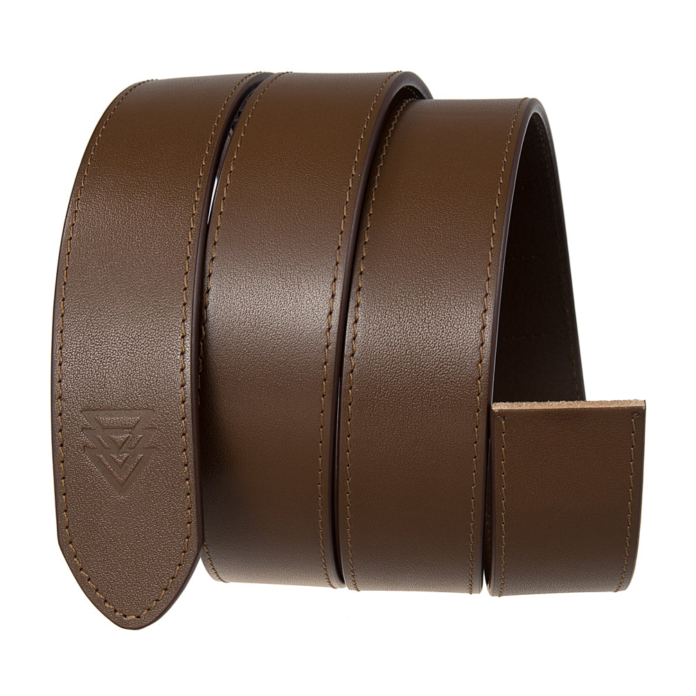 【Knuth Marf】leather logo belt WALNUT ITALIAN FULL-GRAIN LEATHER – KNKT Belts