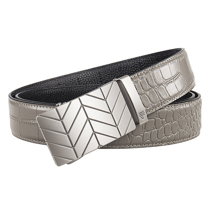 STEEL CHEVRON + MOCK CROC PEBBLE GRAIN LEATHER