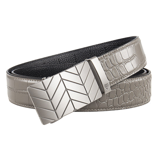 STEEL CHEVRON + MOCK CROC PEBBLE GRAIN LEATHER