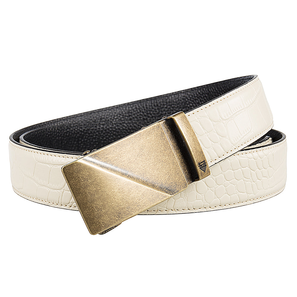 RIDGE (GOLD) + MOCK CROC PEBBLE GRAIN LEATHER