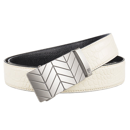 STEEL CHEVRON + MOCK CROC PEBBLE GRAIN LEATHER