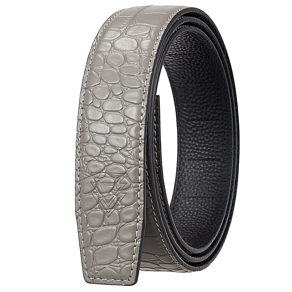 STONE GREY MOCK CROC PEBBLE GRAIN LEATHER