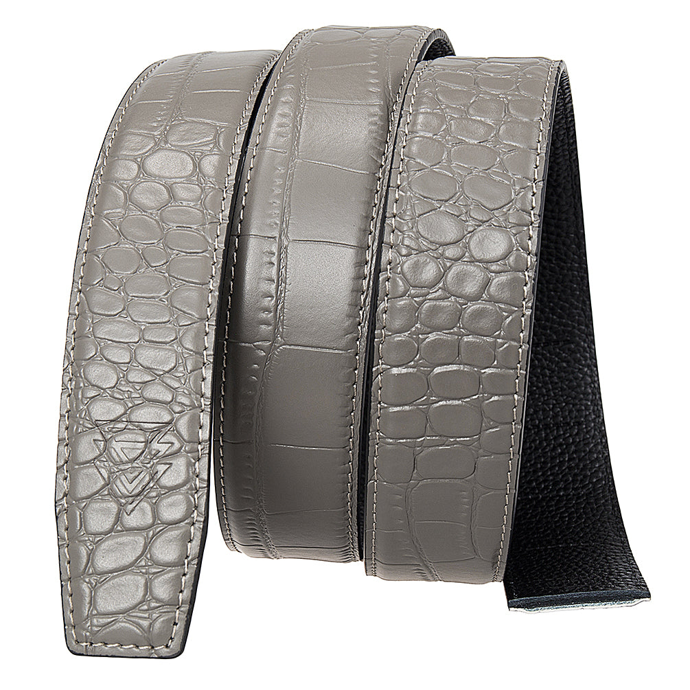 STONE GREY MOCK CROC PEBBLE GRAIN LEATHER