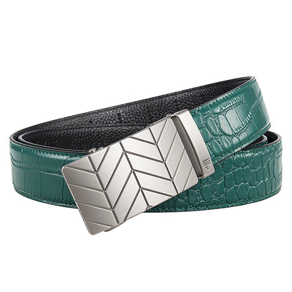 STEEL CHEVRON + MOCK CROC PEBBLE GRAIN LEATHER