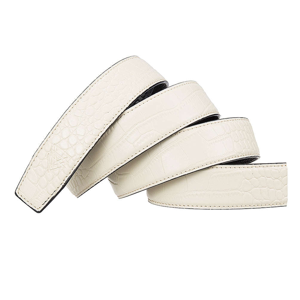 IVORY MOCK CROC PEBBLE GRAIN LEATHER