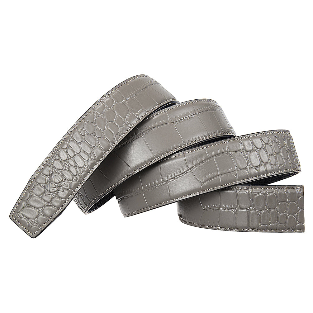 STONE GREY MOCK CROC PEBBLE GRAIN LEATHER