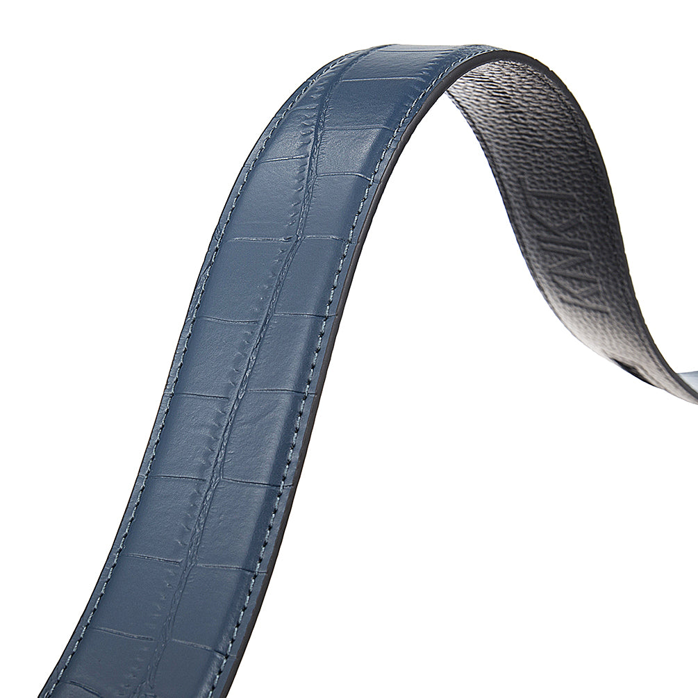 OXFORD BLUE MOCK CROC PEBBLE GRAIN LEATHER