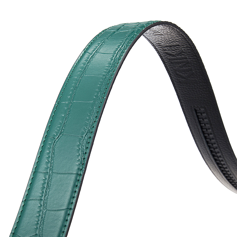ALPINE GREEN MOCK CROC PEBBLE GRAIN LEATHER