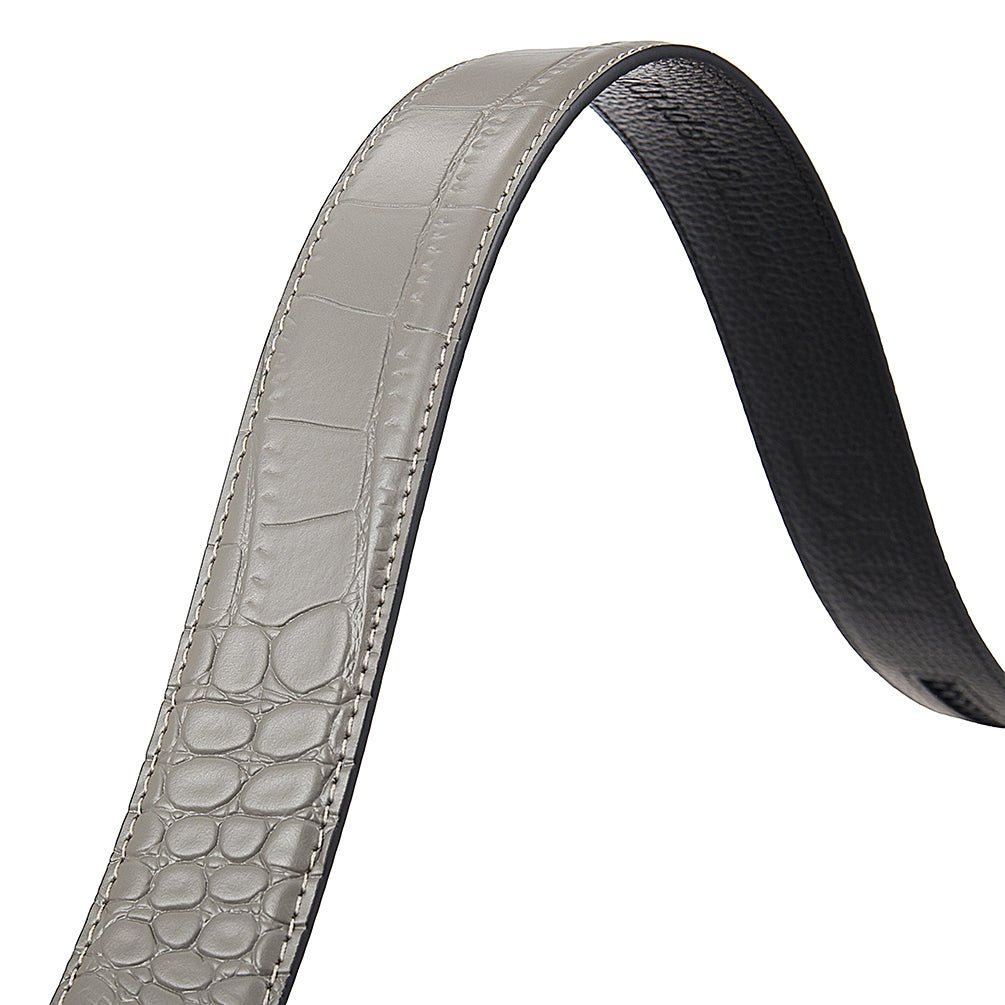 STONE GREY MOCK CROC PEBBLE GRAIN LEATHER