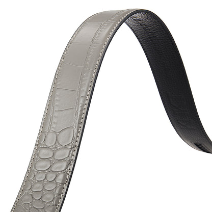 STONE GREY MOCK CROC PEBBLE GRAIN LEATHER