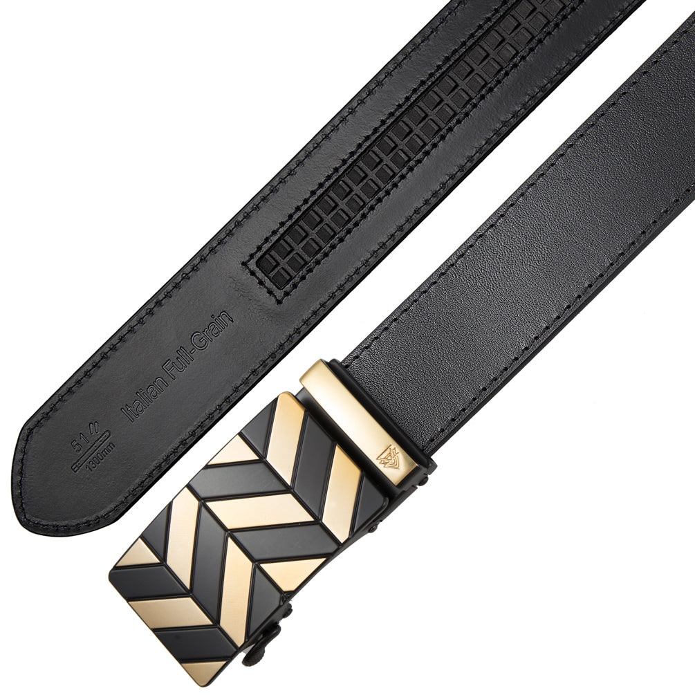 GOLD CHEVRON + ITALIAN FULL-GRAIN LEATHER